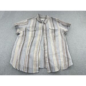 Liz Claiborne Shirt Womens XL Short Sleeve Button Up Office Casual Striped